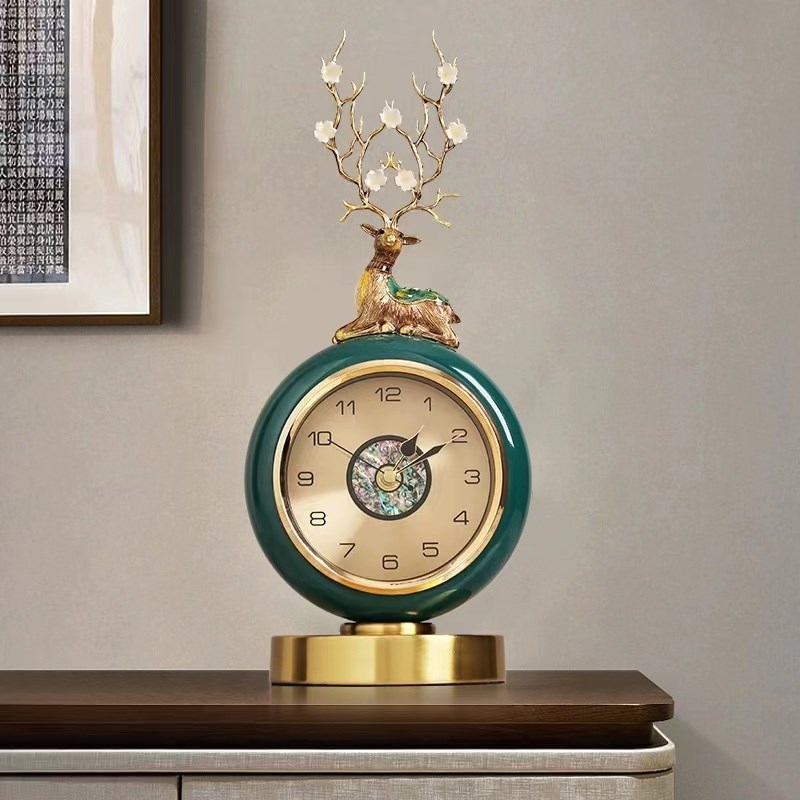 轻奢座钟家e用h台式钟表时钟摆件客厅坐钟高端大气静音台钟桌面摆