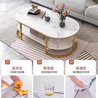 茶几客CKS厅家用现简小户型约桌代子出茶租屋阳台双层台椭圆形茶