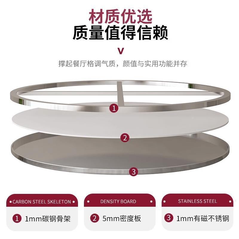 排不锈钢折叠餐桌家用宿V139舍出房吃饭璃桌大档酒席带租玻转盘圆