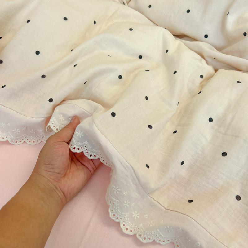 2床025新款蕾丝花上边纯棉四件套A被F99MS6H6套被罩单宿类舍床三