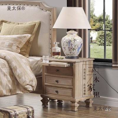 法式复旧古实木床美式乡村白蜡木做卧酒双24人床别墅店民宿主麦太