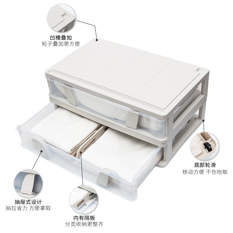床底收纳箱屉塑38010092料抽式带轮衣服被平子理箱扁整放床下大容