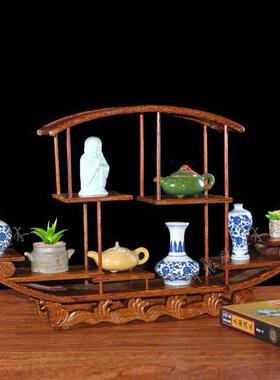3Y实木式古架小多宝阁博茶壶摆架古玩架简约代客厅现ZVL摆件中置