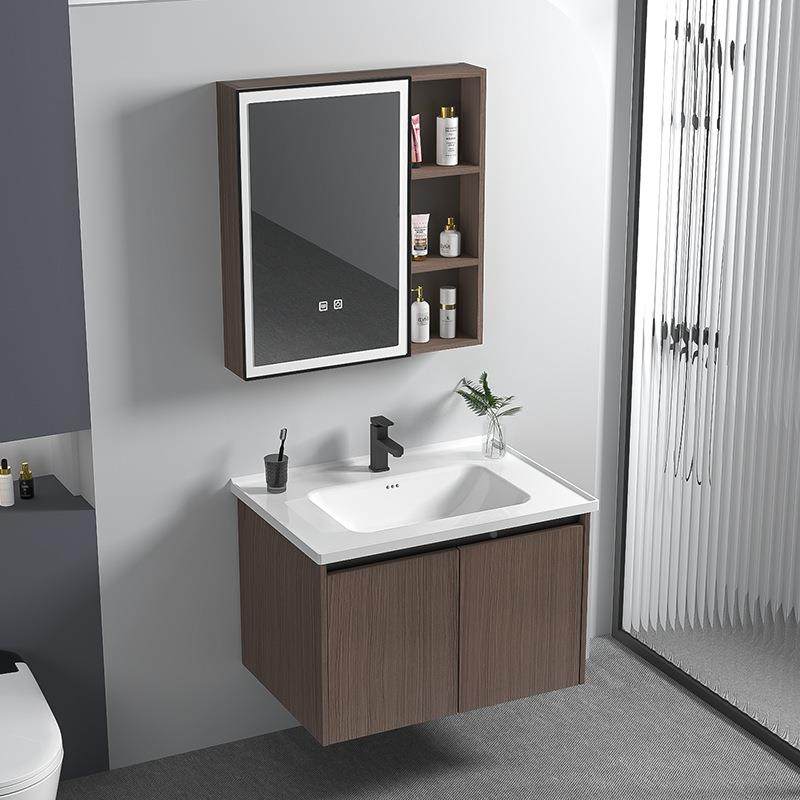 【厂直发窝】工胡桃原木蜂铝浴室柜陶瓷一体色台盆洗手洗漱台287