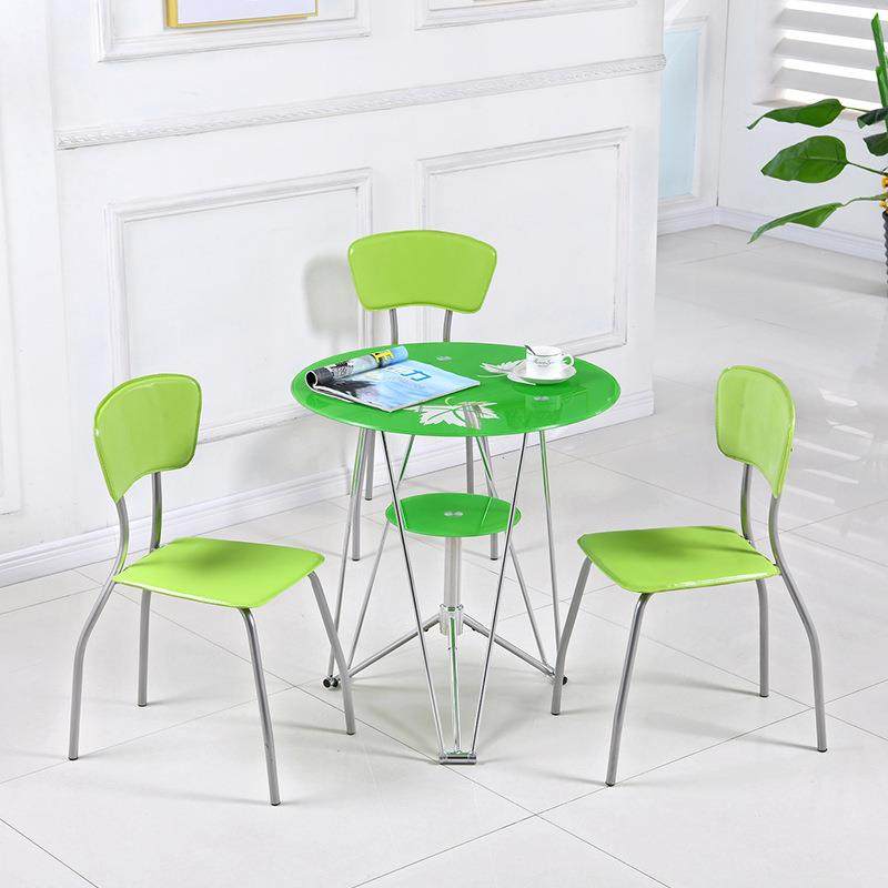 洽谈A88桌桌玻璃简子圆钢化玻璃小圆合桌现代约玻璃圆桌椅组圆玻