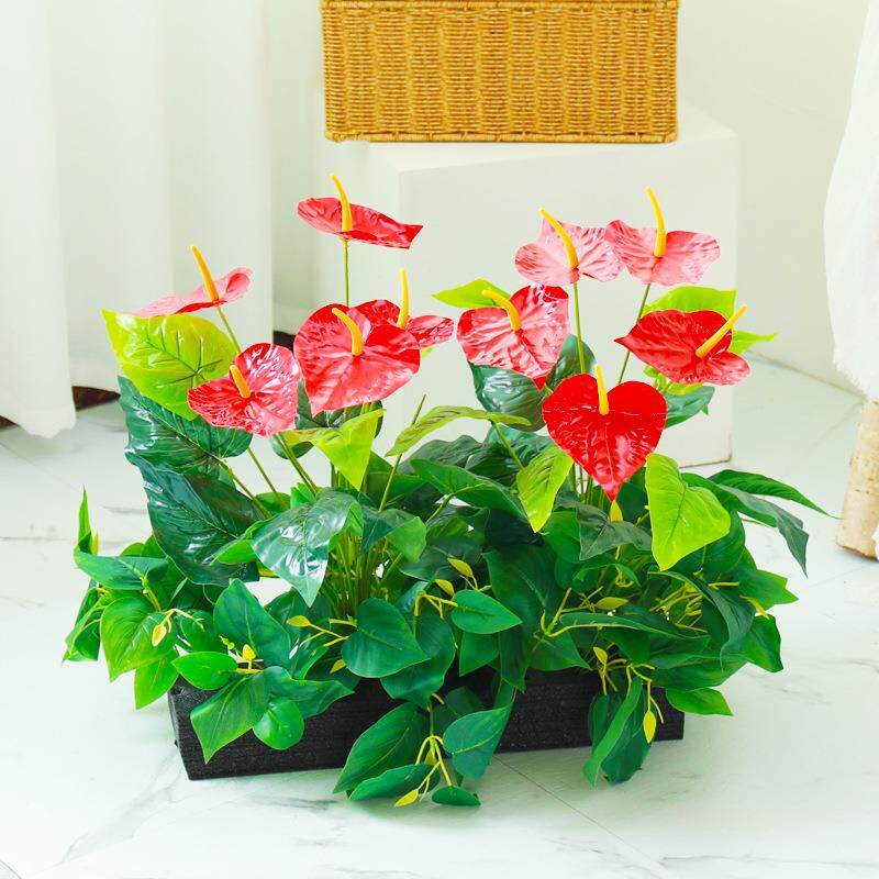 仿真红掌盆栽仿真花绿植假花塑花景观物植落地造料一帆风顺花景箱