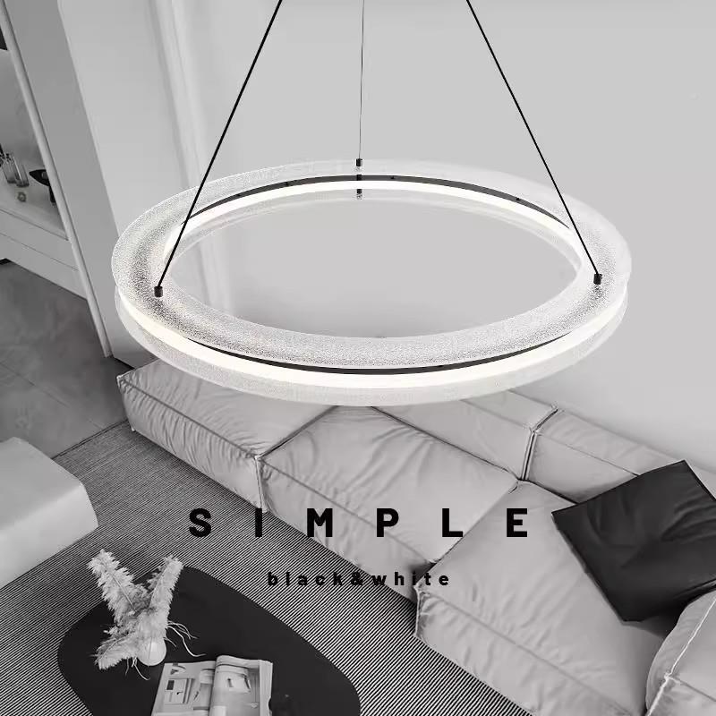 意式极简发客厅吊灯新款高端现简约设代计师环圆上下光主卧室566