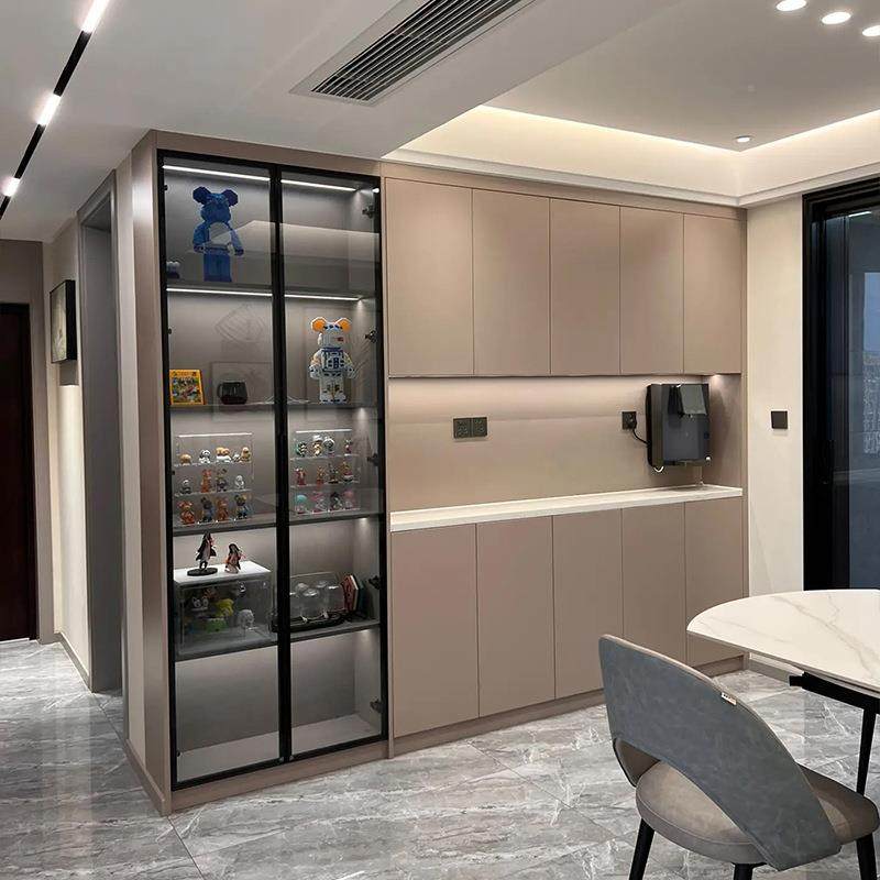 京咨询奢示餐边柜实木餐边柜储物高柜一体靠墙北展家用酒柜多功轻