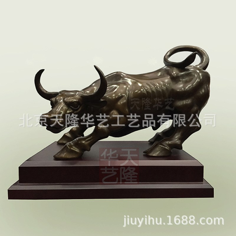 华尔街牛桌面华尔街牛黄铜铜牛纯B铜摆件开业摆件庆典礼品上市摆