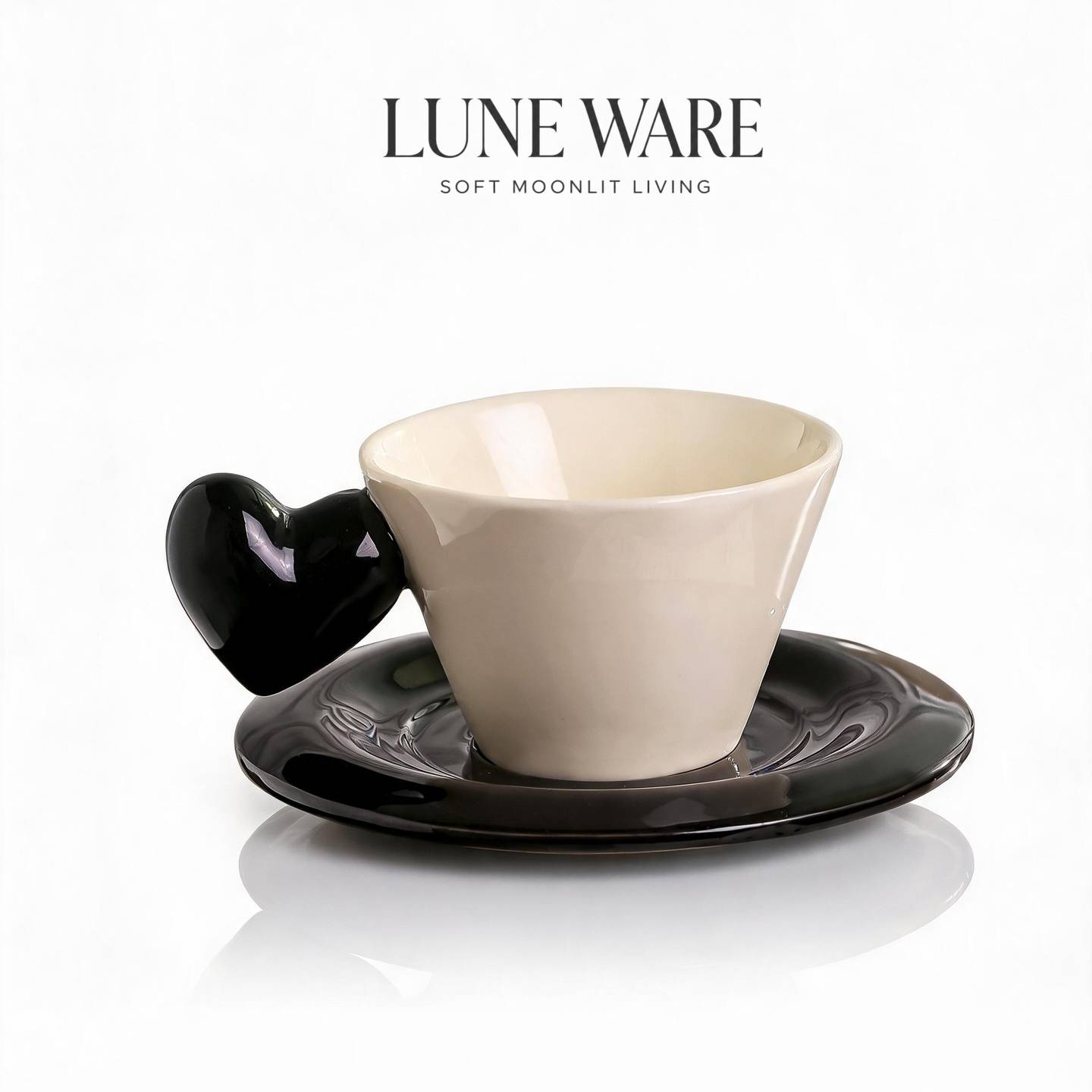 LUNEWARE▪爱心把手陶瓷咖啡杯碟