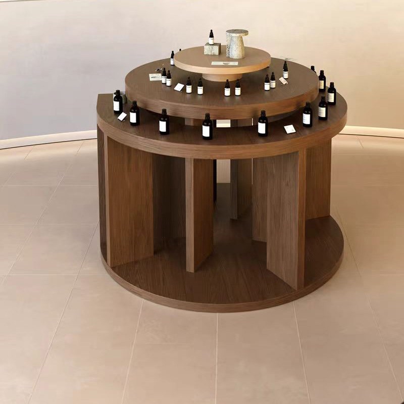 圆形中式f复古中岛台展示桌流水台展示柜