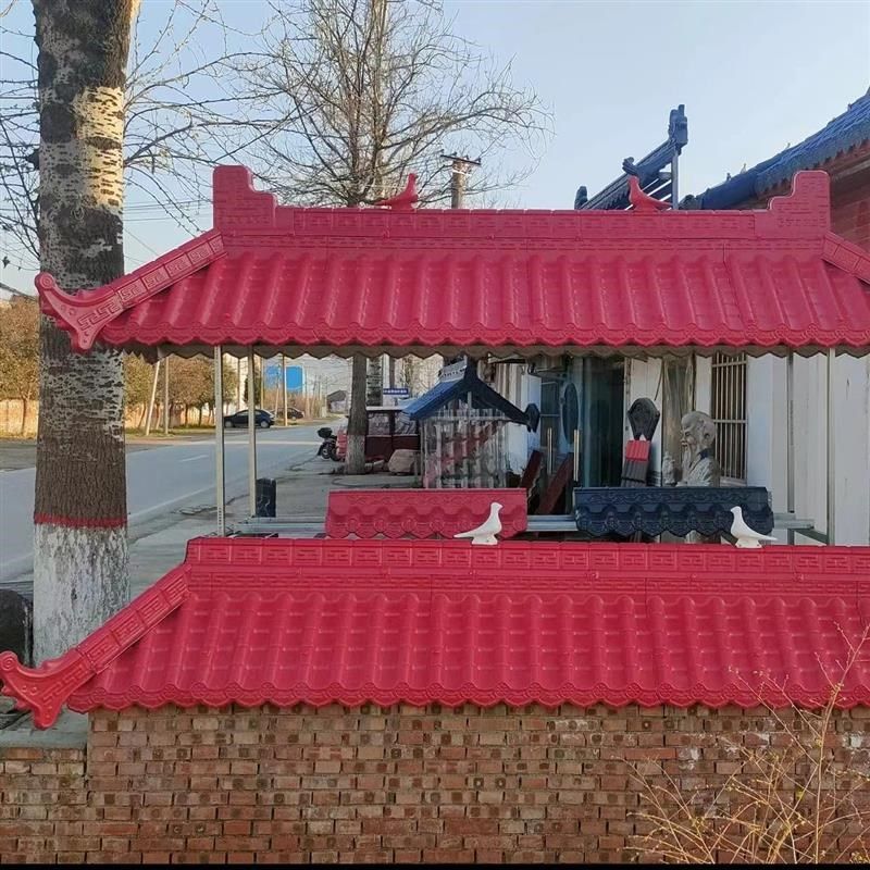 树脂一体瓦门楼仿古门头ASAy树脂瓦房屋檐瓦一体瓦屋顶装饰小青瓦