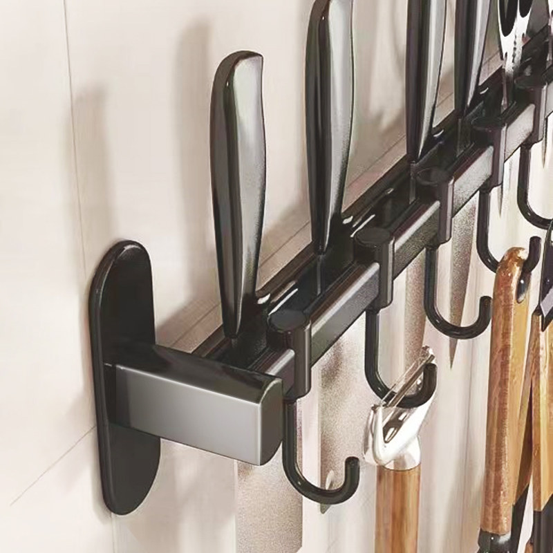 不锈钢厨房挂钩架免打孔t挂架挂杆长杆挂勺子铲子排钩挂架置物架