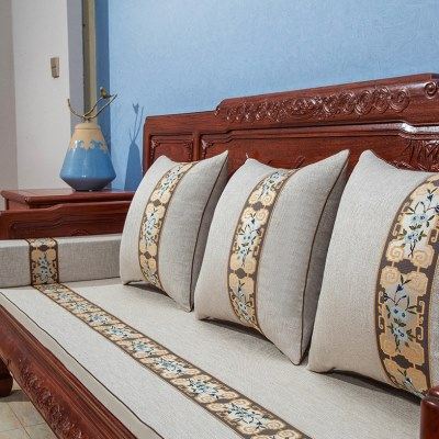 红木沙发坐垫新中式实木家具海绵坐垫罗汉床垫五件套刺绣靠背定做,居家布艺,沙发垫,淘宝优惠券,粉丝福利购,淘宝优惠卷