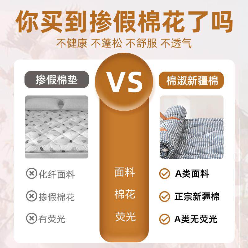 ?床的褥底子床褥垫棉花垫被铺铺棉絮床垫家用软垫学生舍宿F7677J8