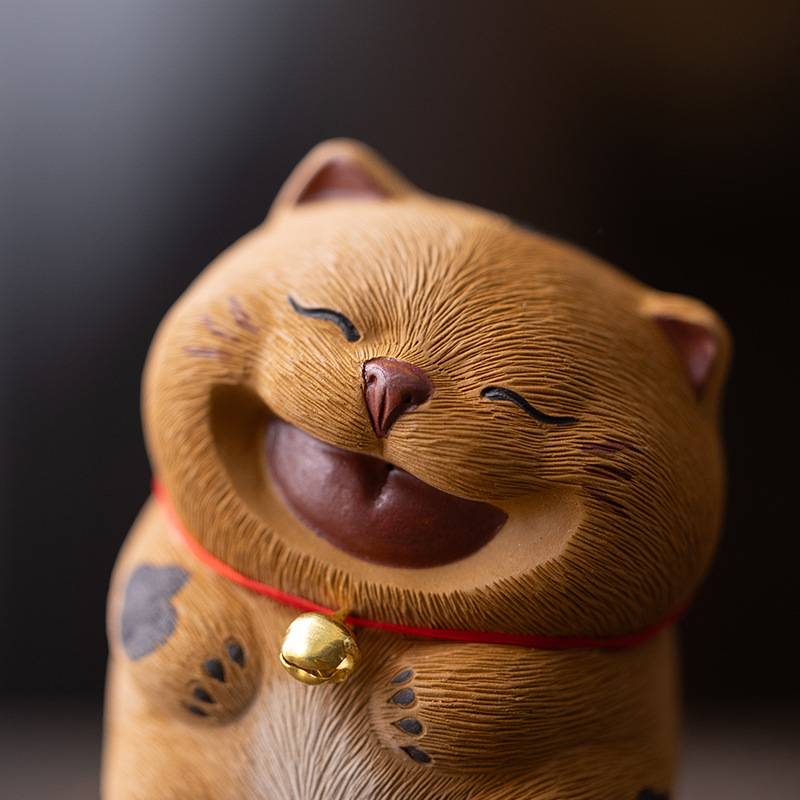 赵永辉紫砂三花猫咪茶宠摆件精品可养可爱招财小猫手工茶玩装饰品