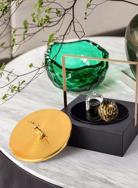 家居装摆件简约时尚美黑色精盒镀铁艺摆件电拉丝防锈防潮软修A803