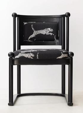 豹豹椅设师茶椅法式中计背古风实木EUJ餐椅美式复古餐靠扶手椅桌