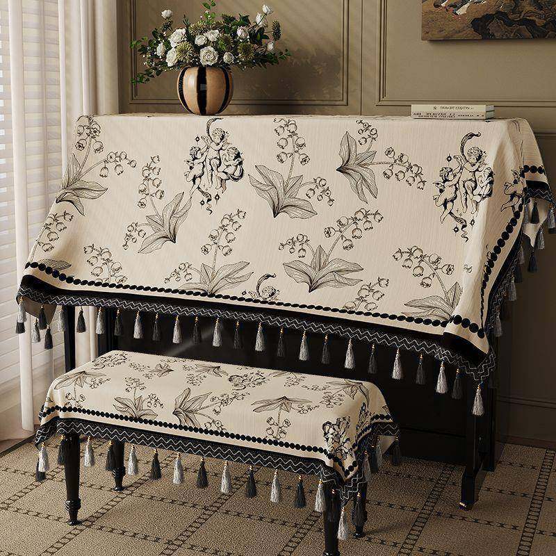 美式钢琴防尘罩盖布全罩电钢琴琴顶通用半罩遮灰盖巾琴凳保护套罩