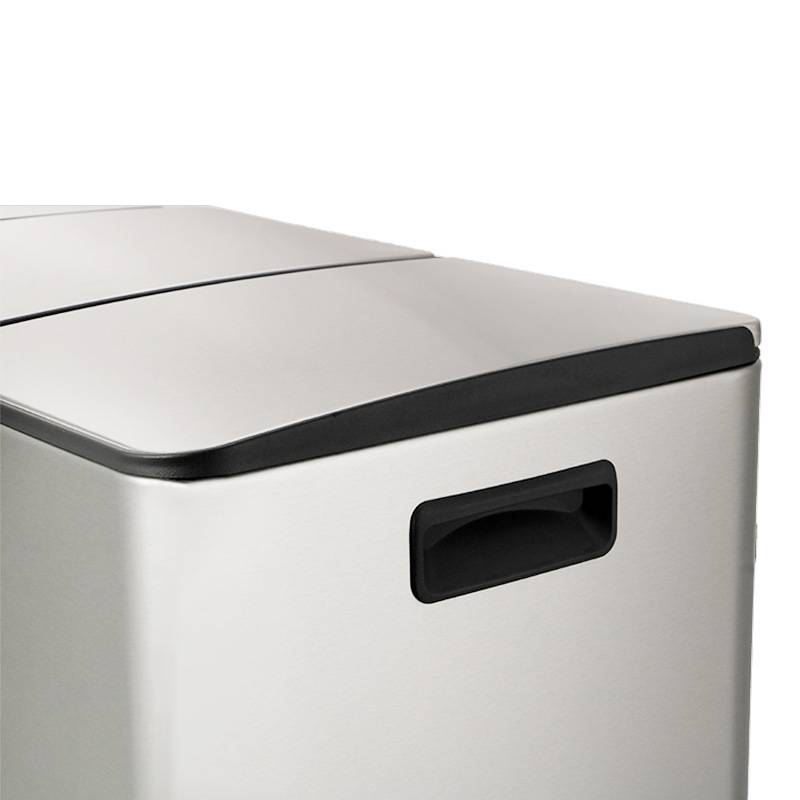 不锈钢两分类垃圾桶商用40/60L缓降定盖折叠脚踏收纳桶室内垃圾桶
