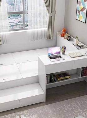 组合单米榻人床小户型榻简床书桌一体储物收纳多功能ZON儿童床现