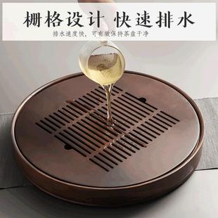 茶盘家用简易小茶台海储TBP89-01式竹制茶座圆形大托茶台茶干泡茶