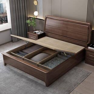 江赣州南康床箱实框西结构1米5加床垫1900mm总长的胡桃木双XKM木