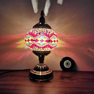 耳其手工小夜灯马克复古灯赛灯酒TC1M01店浪漫琉土璃装 饰台led灯