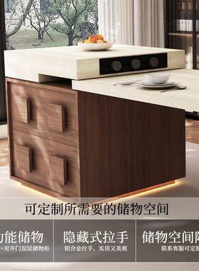 房中古风岛台餐桌小一体家用可伸缩岩板中厨餐厅现代中ZSF户型导