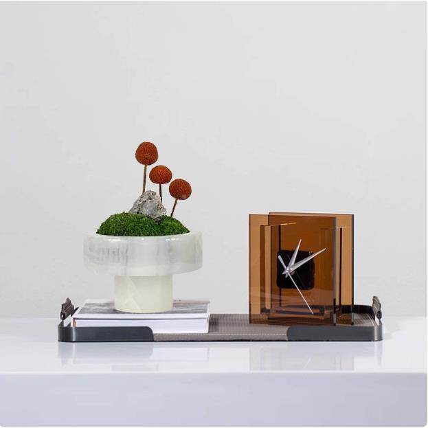 新式理石花器售楼处大软酒中店样板房客厅TCD茶几餐桌永生苔藓装