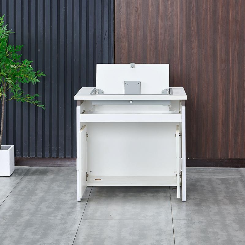 人单电-BJ-FZ02人位木质撞色Q单1翻转桌液晶屏升降器位脑桌厂家