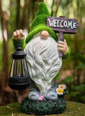 太阳能户外花园庭LZA院装饰摆件可爱小露阳矮人置精灵灯台台景观