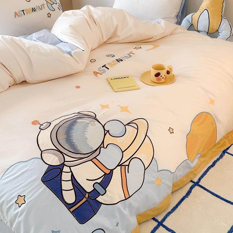 男卡通刺X24绣全棉四件小清新100s澳棉童床上用品棉纯儿童床单被,床上用品,床品套件/四件套/多件套,淘宝优惠券,粉丝福利购,淘宝优惠卷