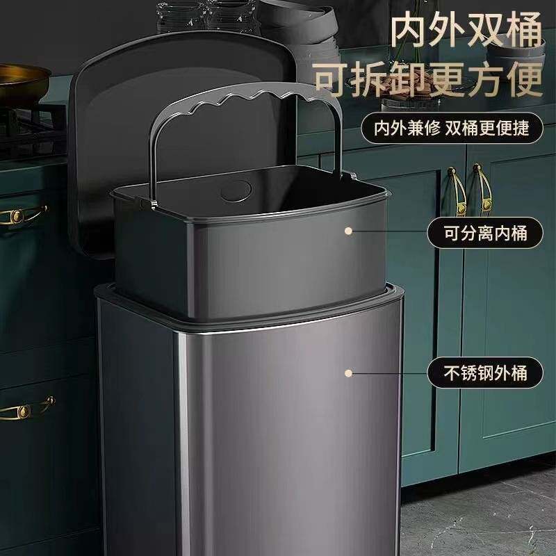 厨房大号不锈钢有盖垃圾桶家用不锈钢客厅脚踏式卫生间厕所带盖