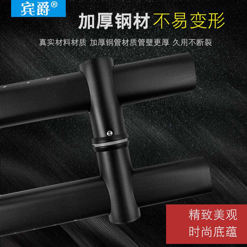 宾爵加厚不锈钢玻璃大门拉手中欧式木门把手可调节孔距黑色门扶手