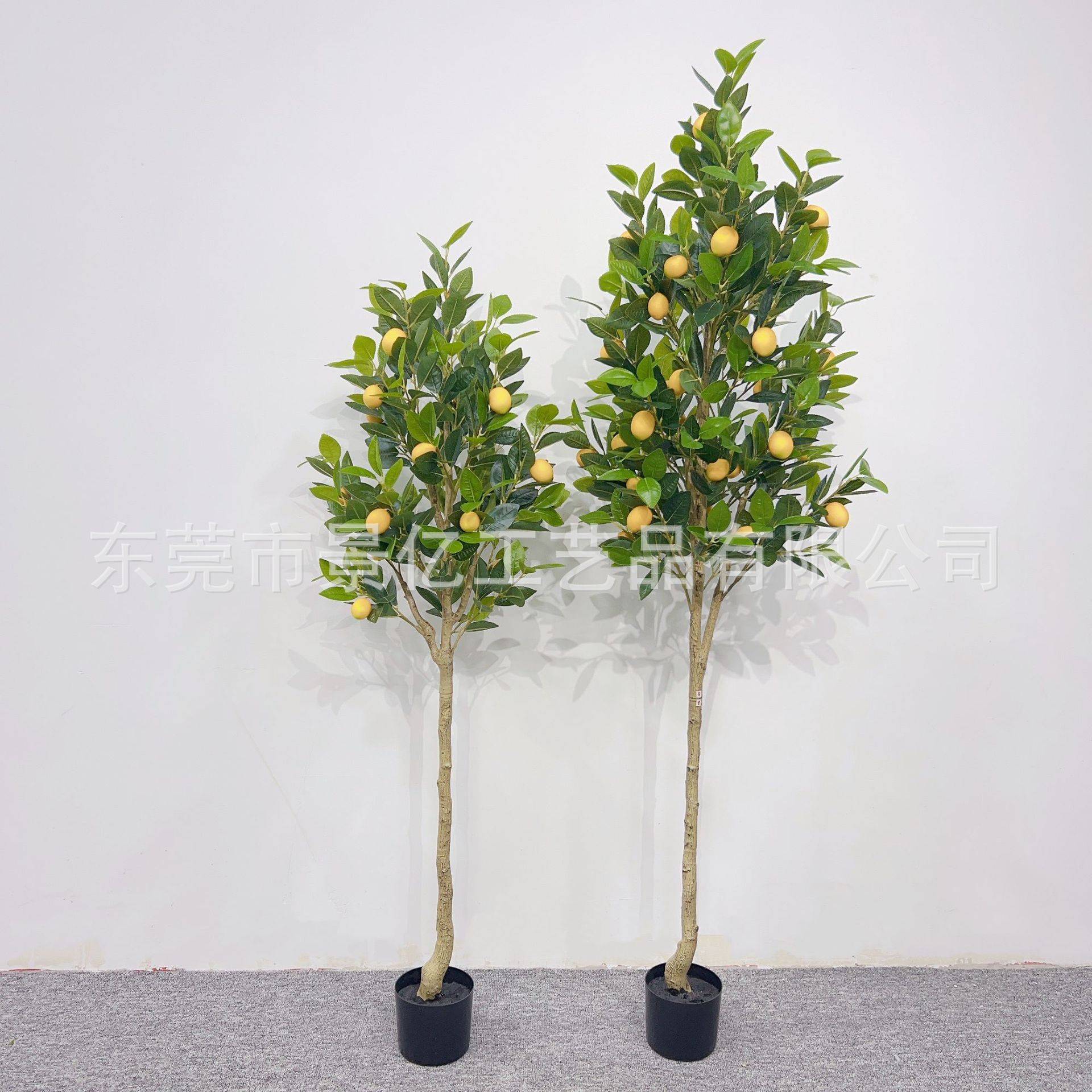 亚马逊厂家直销家居客厅装饰仿真柠檬树枝盆栽景区室内外落地摆件