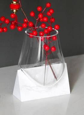 简约大理艺石M1003762座底玻璃瓶摆件客厅餐桌前台玄关博古架术花