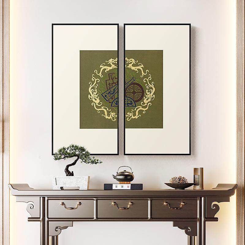 深愿重新中式统图案玄关情柜装饰双画传图腾挂画联样板QSYZ-CD间,家居饰品,现代装饰画,淘宝优惠券,粉丝福利购,淘宝优惠卷