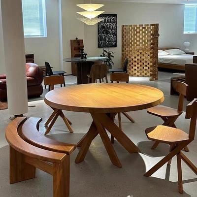 法式复形实木餐桌设计师创意中圆古风VHD家庭简约家用古小桌户型