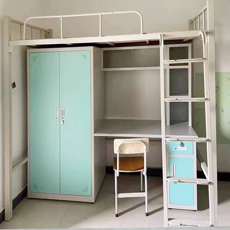 学生宿舍公寓床员工宿舍书桌衣柜组合铁架床上床下桌高低铁床厂家