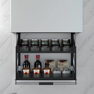 厨房柜吊升817降拉篮下拉式橱柜上下冲开门式调置料调缓味篮伸缩
