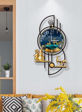 中奢福禄家F88H65TT用餐厅客厅挂钟式免打孔墙上静时钟万年历轻钟