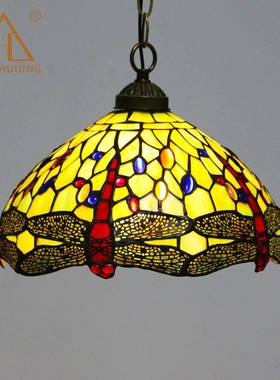 汇花璟蒂凡尼灯LHJ-DD12具吧跨境客厅卧室书房蜻蜓店朵欧式酒吊灯