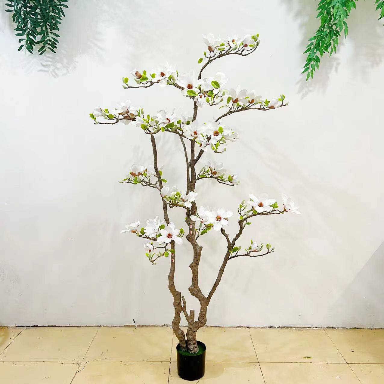 高端玉兰花树仿真绿植假树室内客厅仿生禄植盆栽落地装饰植物摆件