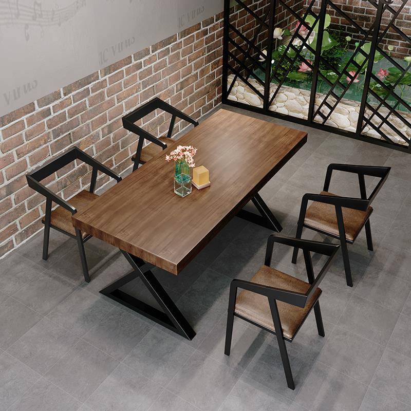 复古怀旧小酒组馆工业风酒吧桌烧店烤酒馆饭店中餐厅1实木铁艺椅