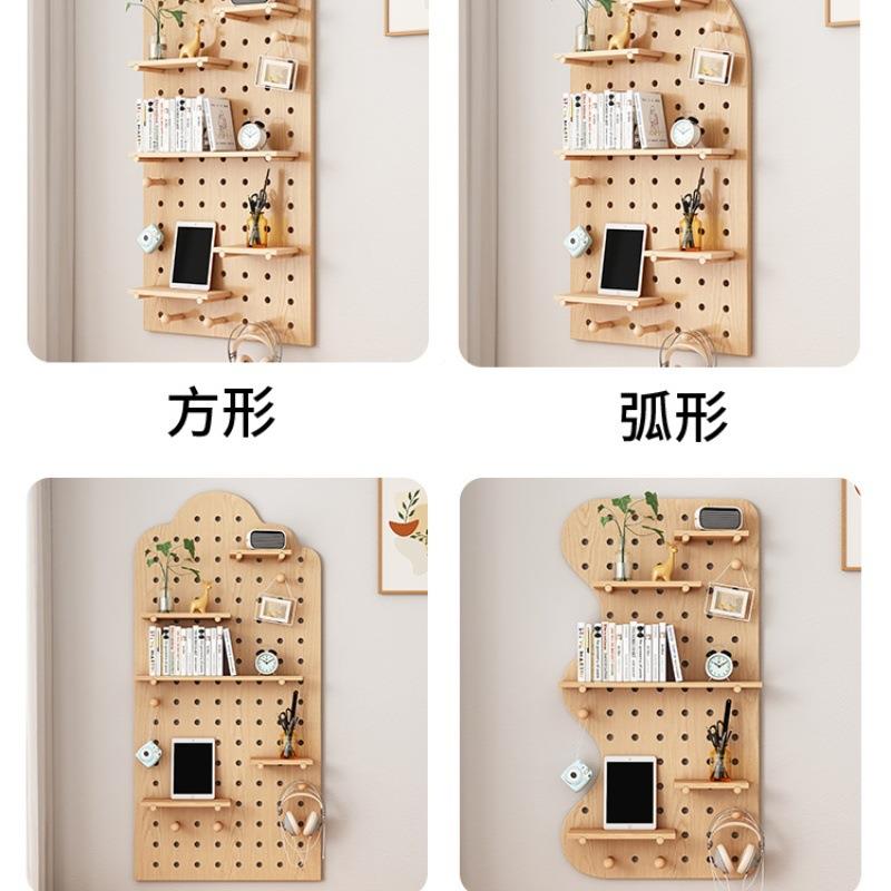 孔洞洞板置物墙架圆入户门实木洞洞收墙XRF木质面挂板墙上免打孔
