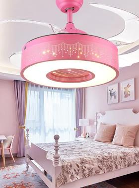 新款现代隐形吊4寸风扇灯儿2童灯吸顶餐6802厅女孩房LED男吊扇灯