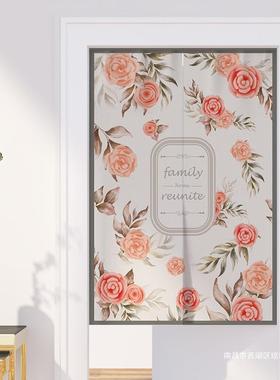 挡式田园布艺门帘卧室装美饰半帘家用WQ035免打厨房卫生孔间遮帘