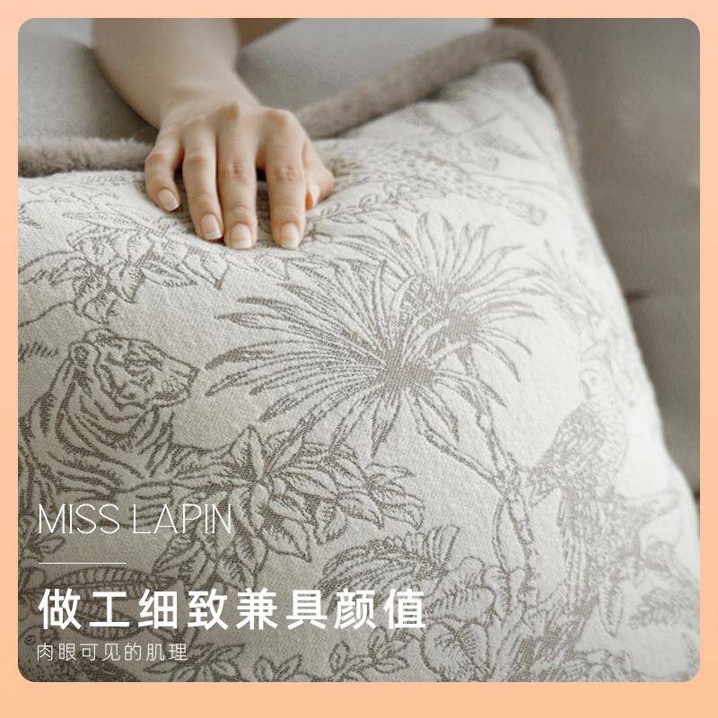 I￡澜品*法式花鸟燕*麦色^提花枕MS抱SLF77M7JS7BPIN客厅靠包沙发