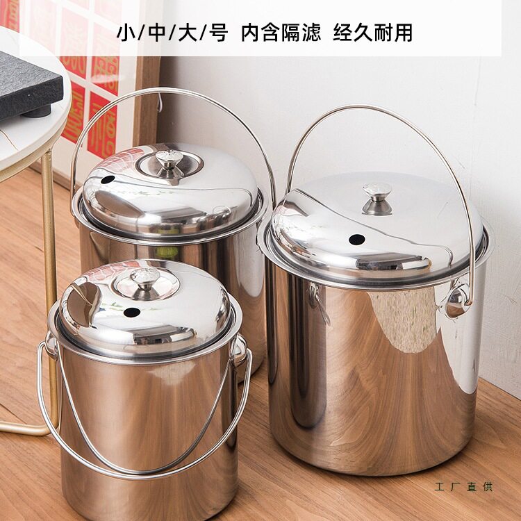 茶桶茶渣桶不锈钢高端废水桶茶台大容量排水茶桶干湿分离垃圾桶